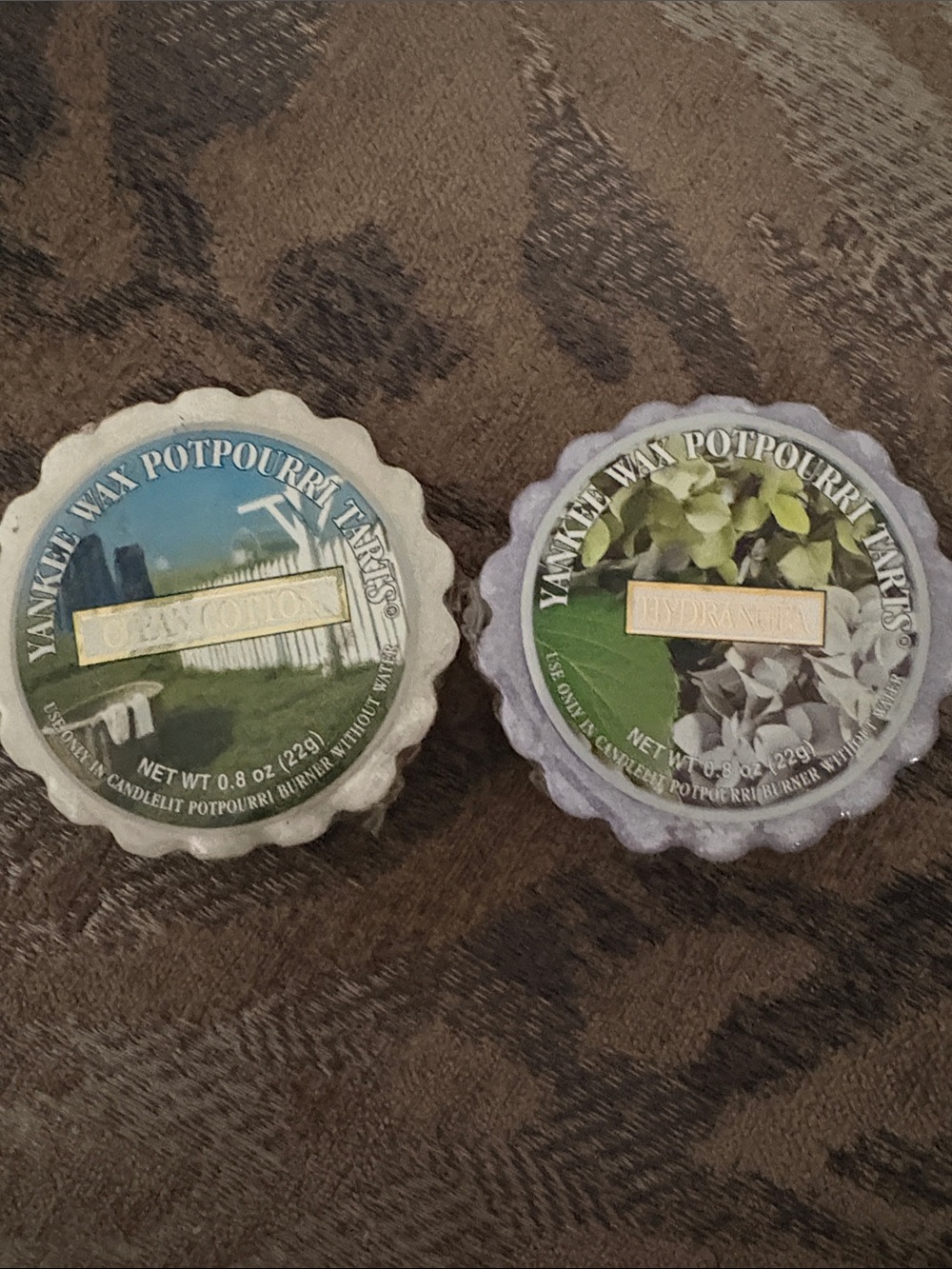 Yankee Candle Hydrangea (lavender) & Cotton (white) Potpourri Tarts Duo